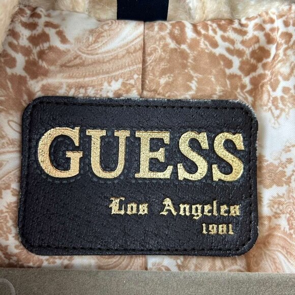 Vintage Guess Women's S Peacoat Cream Wool Blend Double Breasted Fit Flare Coat - Picture 6 of 16